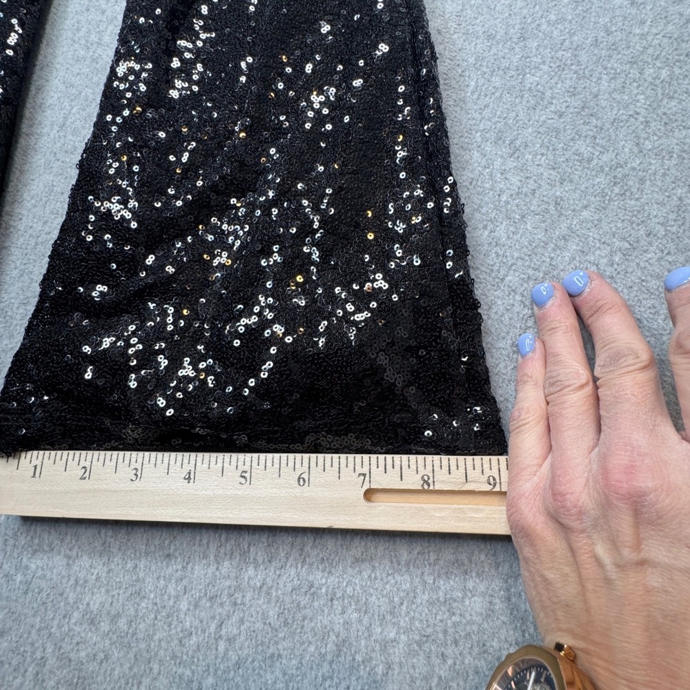 Sincerely Jules Black Sequin Flare Stretch Pants Womens Medium High Rise Disco - Picture 7 of 8
